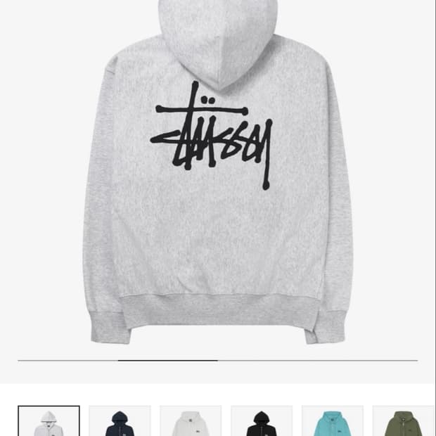 스투시 후드집업 애쉬헤더 m