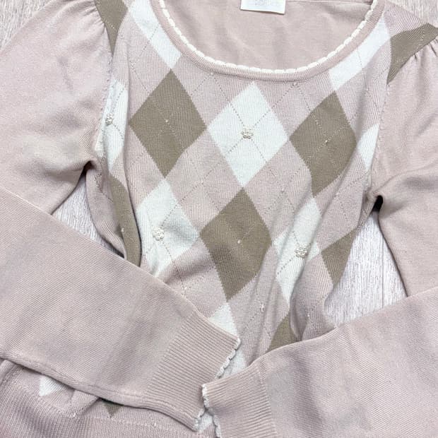 로디스포토 딸초 아가일 니트 히메갸루 라떼갸루 일본빈티지