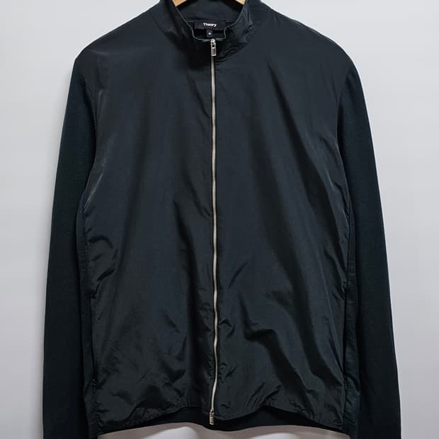 띠어리Theory 블랙 니트 패널 집업 자켓 M