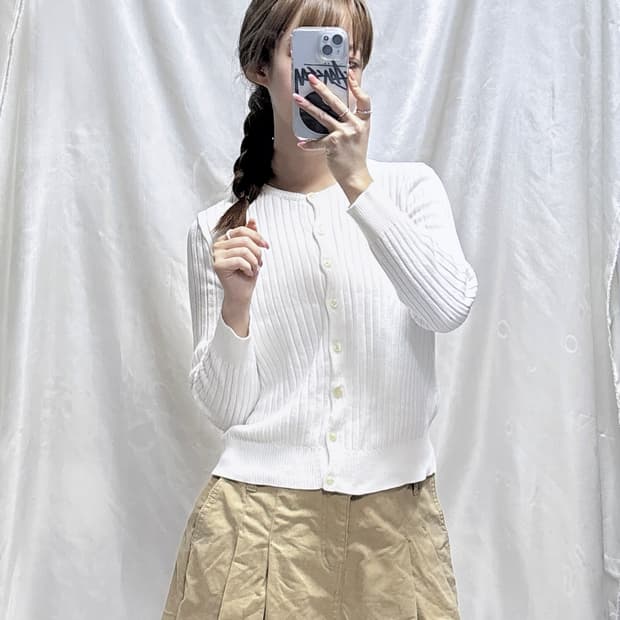 폴로 랄프로렌 스포츠 화이트 딱붙핏 가디건 