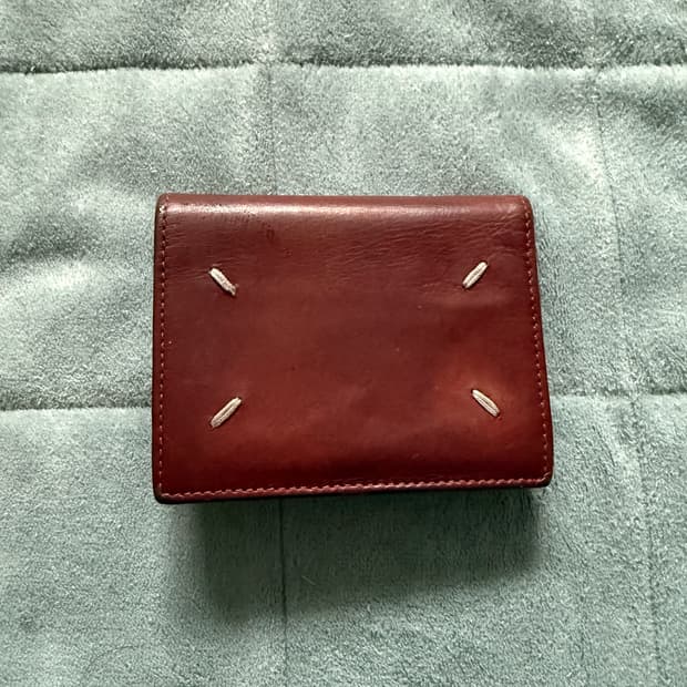 maison margiela 마르지엘라 스티치로고 레더 반지갑 레드