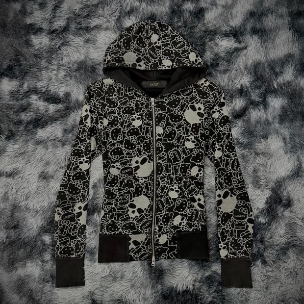 LAGUST×HELLOKITTY  스컬 패턴 블랙 후드집업