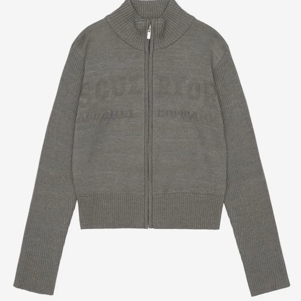 스컬프터 클래식 로고 니트 집업