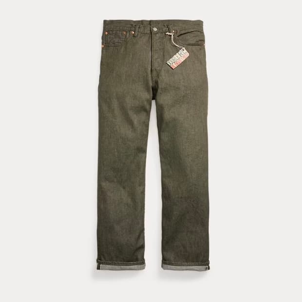 RRL 빈티지 파이브포켓 올리브 셀비지 진 33/32
