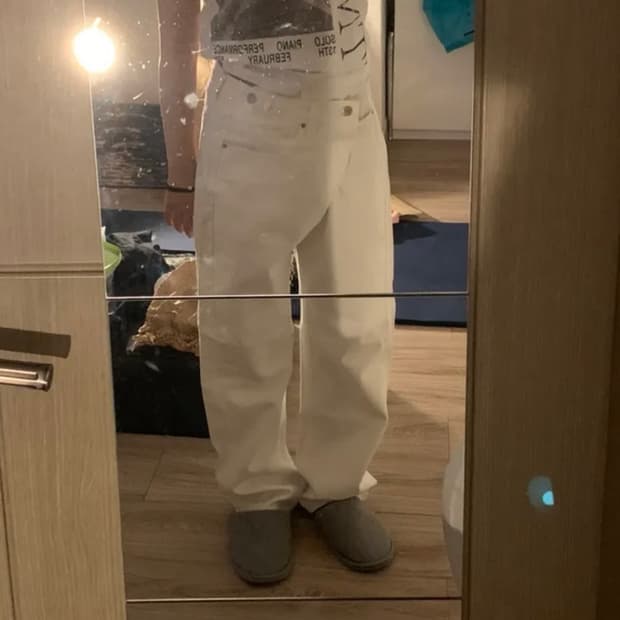 랩 와이드 코튼 팬츠 / 화이트