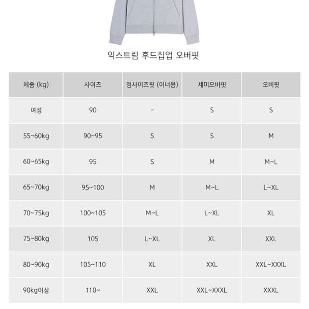 [자바나스] 후드집업 오버핏 회색 L사이즈