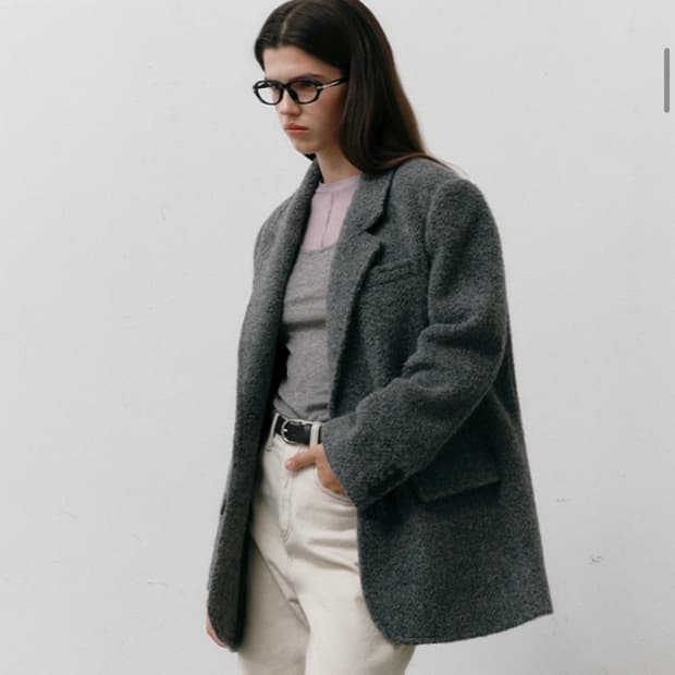 오스트카카 알파카 블레이저 코트 챠콜