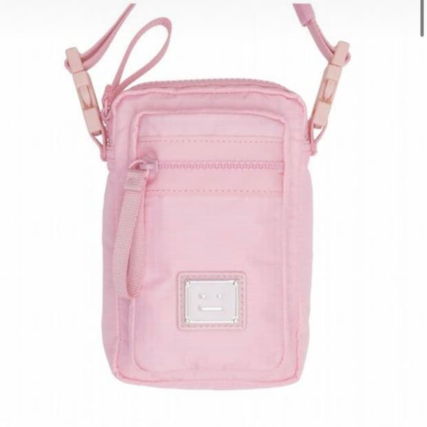 아크네 스튜디오 페이스 로고 핑크 스몰 숄더백