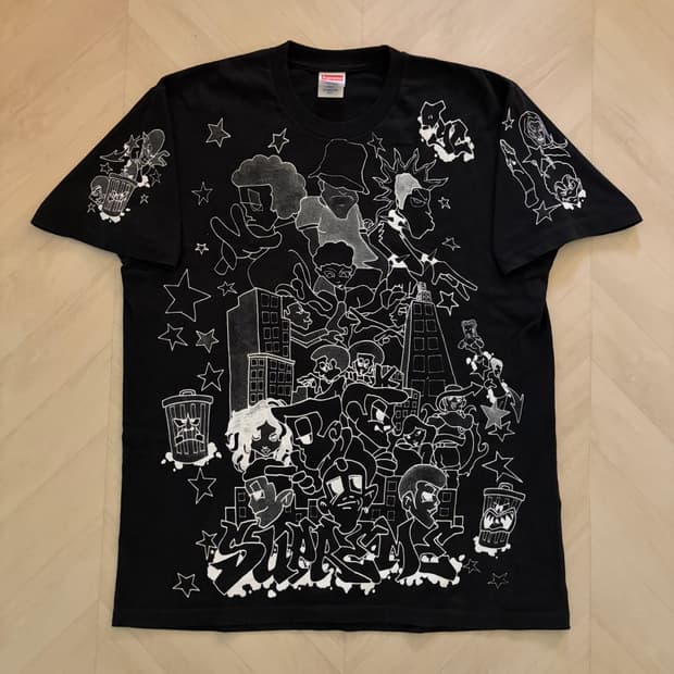 supreme down town t shirts black