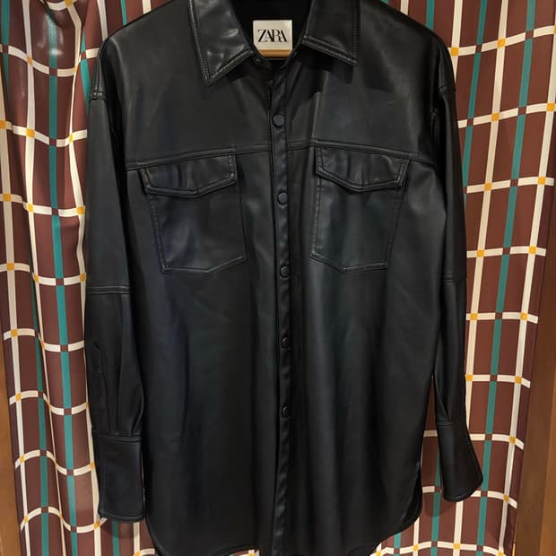 자라 블랙 레더 셔츠 자켓
