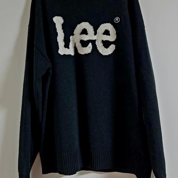 Lee 리 딥그린 빅 트위치 로고 울블렌드 라운드넥 니트 스웨터 XL