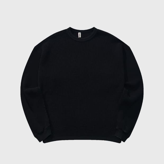 타임리스스포츠웨어 와플 헤비 롱슬리브 블랙