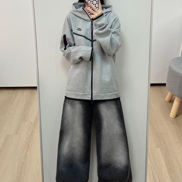 나이키 테크팩 그레이 후드집업