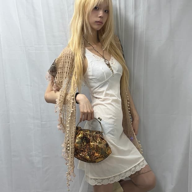 [Romantic] White Pink Slip Dress