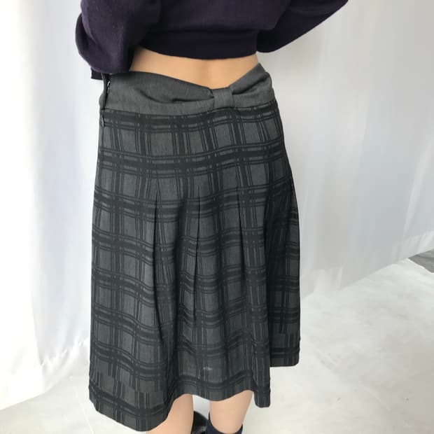 Comme Ca Models 리본 체크 스커트