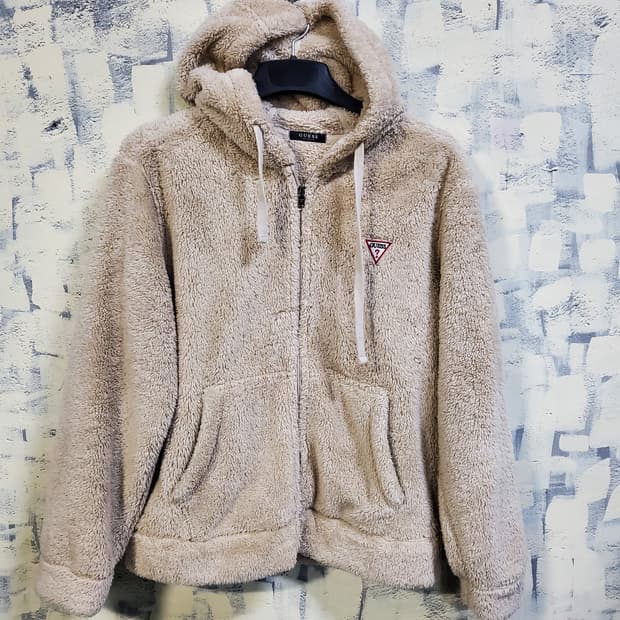 게스 보아 플리스 후드 집업 