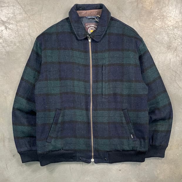 골든베어 울 체크 블루종 자켓