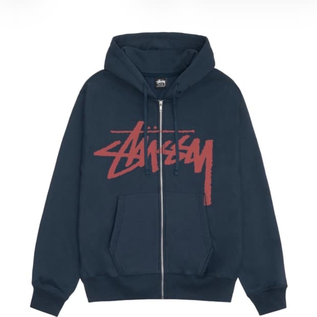 스투시 스탁 후드집업 네이비 L