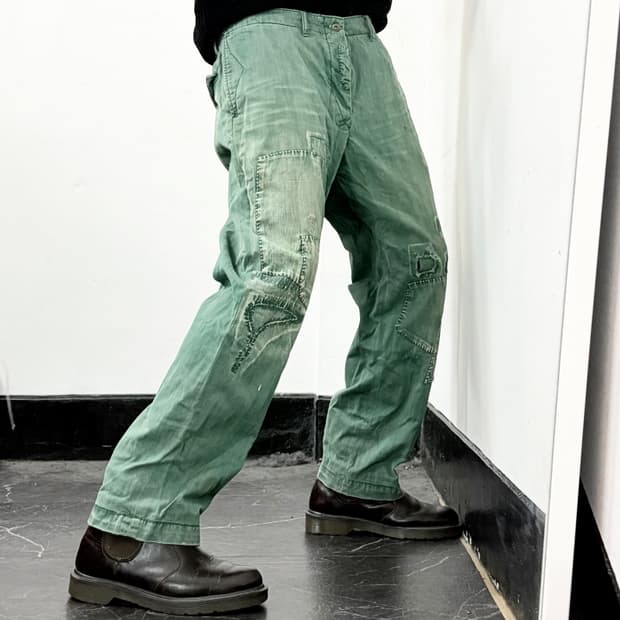 폴로 랄프로렌 디스트레스드 패치워크 치노 팬츠