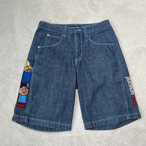 후부 자수 데님하프팬츠 s10488