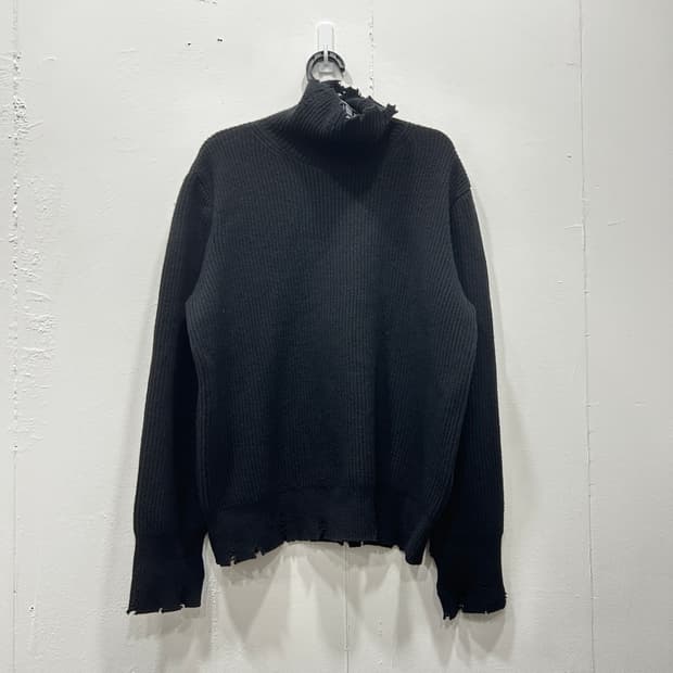 비이커 울100% 디스트로이드 터틀넥 니트 여성 55~66 블랙