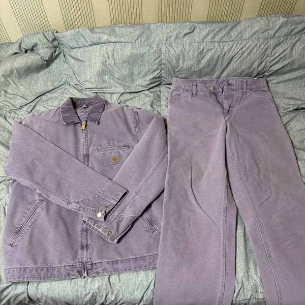 칼하트 디트로이드 워크자켓 워크팬츠 퍼플