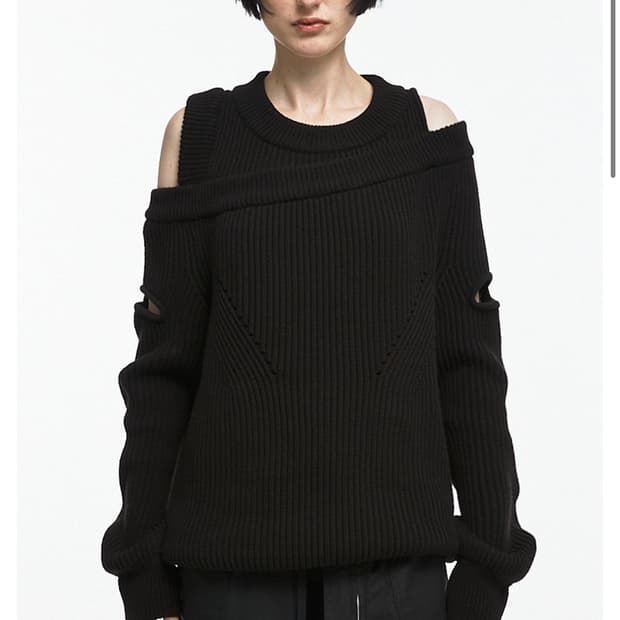 나체ASYMMETRIC LAYERED KNIT (UNISEX) BLACK