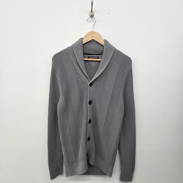 타미힐피거 그레이 숄카라 가디건 남L