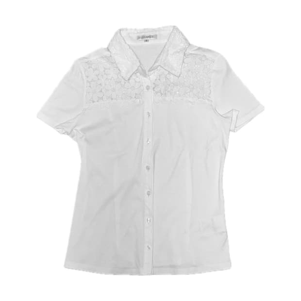 플로럴 반팔 카라 티셔츠