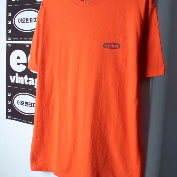 (L-XL) 테켓 반팔 티셔츠 백로고 오렌지 올드스쿨-H36698
