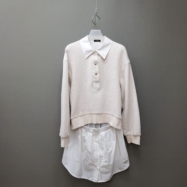 한섬 시스템 2022 레이어드 니트 셔츠 원피스 82-94-160사이즈