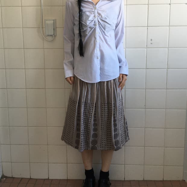 Shirring stripe pattern shirt