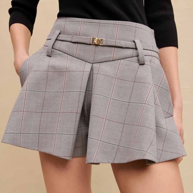 마쥬 체크 쇼츠 버뮤다 벨트 스커트 팬츠 치마 바지