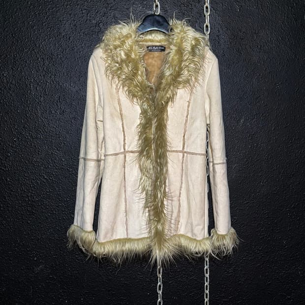 Faux Fur Trim Beige Jacket