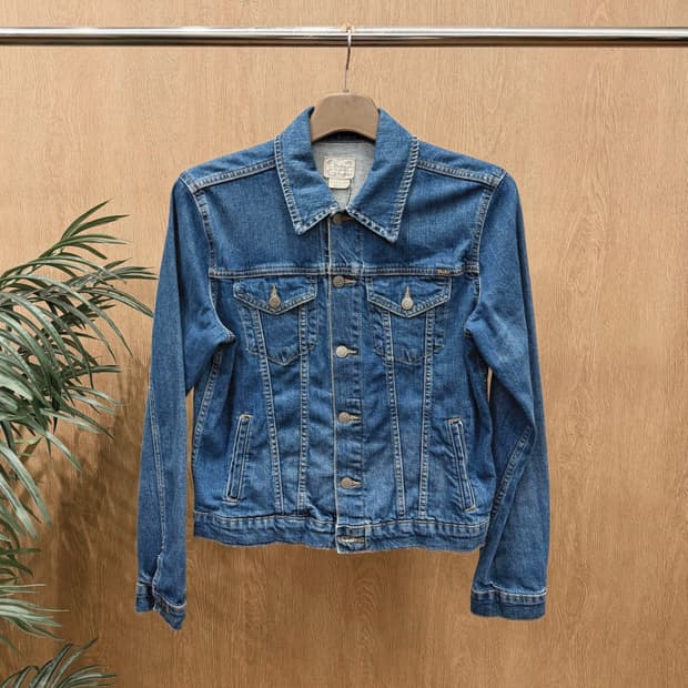 폴로 랄프 로렌 코튼 데님 자켓 사이드 버튼 스트랩 디테일 딥 인디고