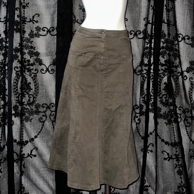 y2k khaki long skirt