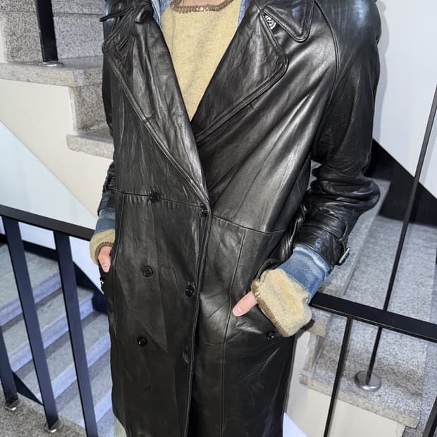 real leather double coat