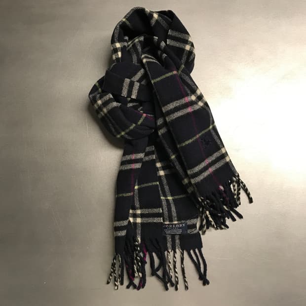 버버리 정품 램스울 머플러 네이비