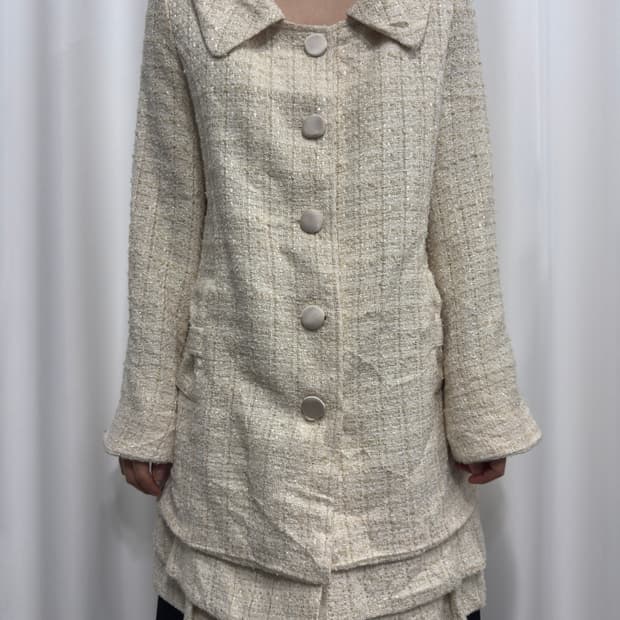 lovely tweed glitter ribbon coat