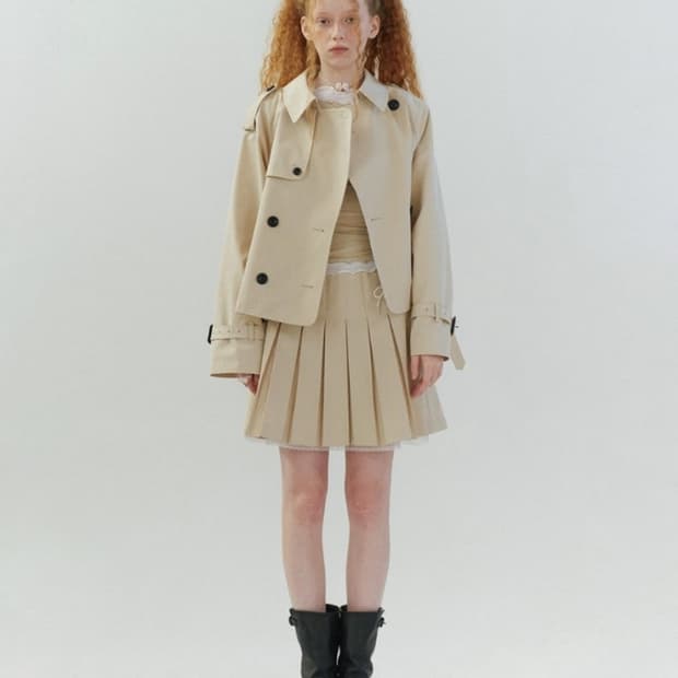 플레따 숏 트렌치 자켓 베이지