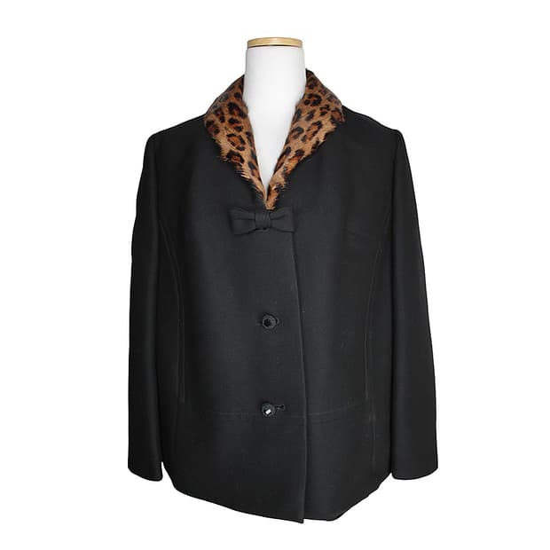 송치 퍼 트림 블랙 자켓 66