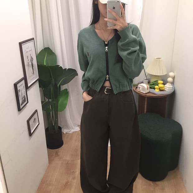 여성 폴로 투웨이 브이넥 크롭가디건 100