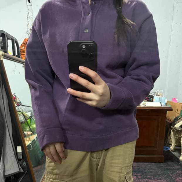 일본판 유니클로 하이넥 버튼 맨투맨