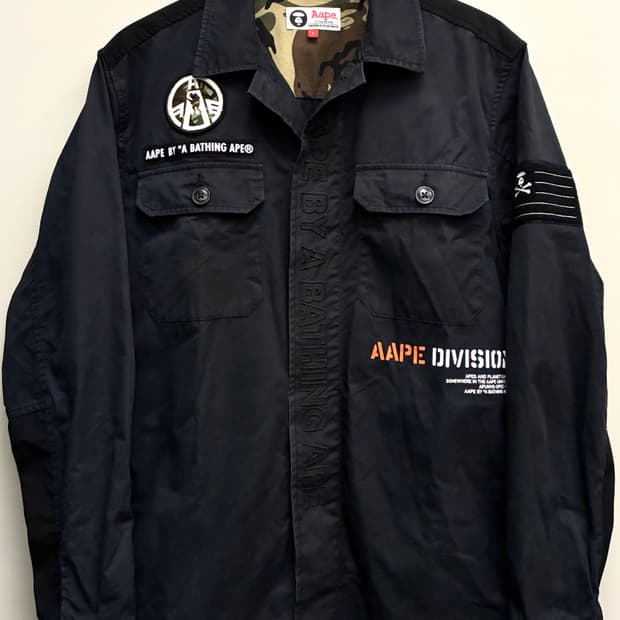 (L)Aape 에이프 로고 프린트 패치 밀리터리 셔츠 자켓 셔켓