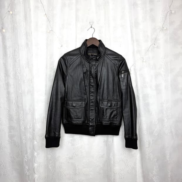 GIORDANO cowhide leather biker jacket