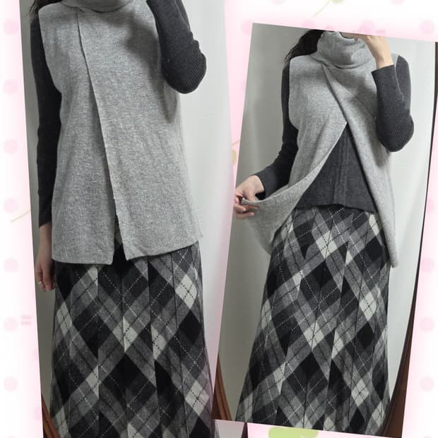 니코앤드 그레이 민소매 폴라 트임 니트