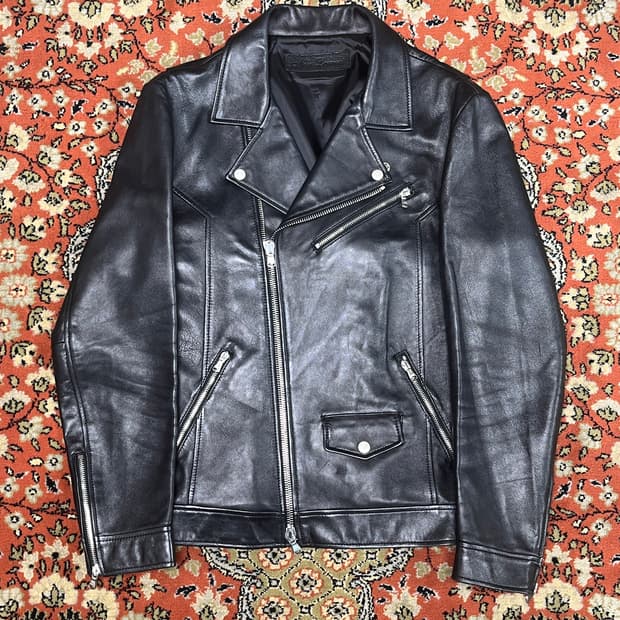 [48] 느와르라르메스 램스킨 블랙 더블 라이더 자켓