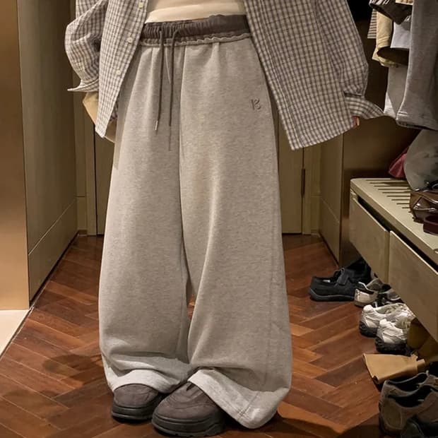 새상품) 에이블리 베이델리 퓨어 배색 트레이닝 팬츠 네이비 롱