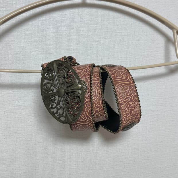 빈티지 에스닉 오리엔탈 플라워 패턴 벨트