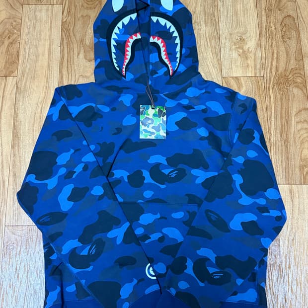베이프 카모 샤크 후드티 청계 네이비 L